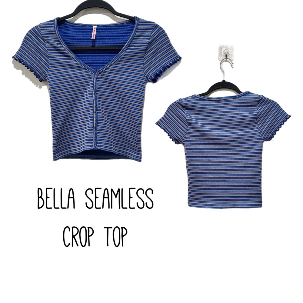 Blue and White Striped Crop Top